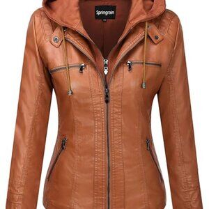 Springrain Women's Faux Leather Jacket